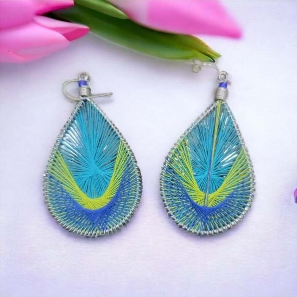 Blue peacock inspired earrings